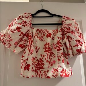 Floral puff sleeve top